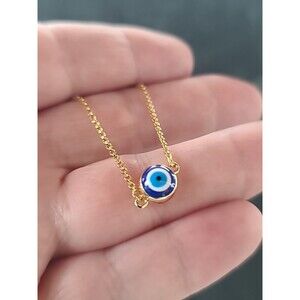 Gold Tone 925 Sterling Silver Evil Eye Adjustable Chain Bracelet